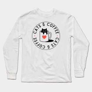 Cats & Coffee retro vintage Long Sleeve T-Shirt